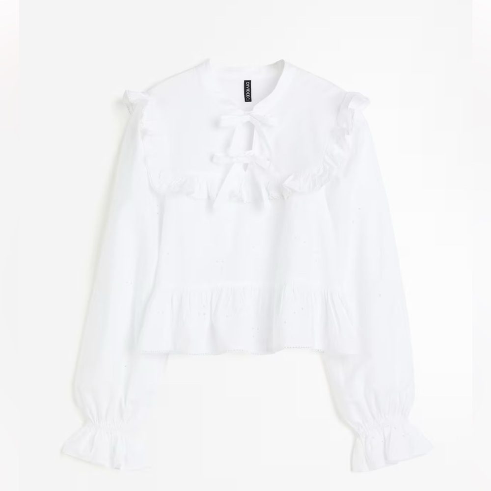 Elegant White Ruffled Blouse